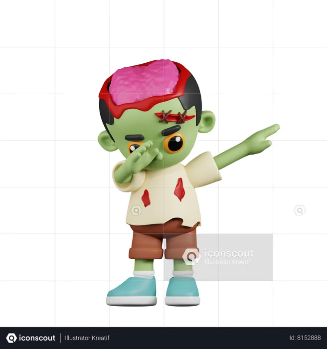 Zombie Showing DAB  3D Illustration