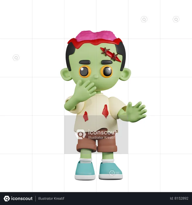 Zombi sorprendido  3D Illustration