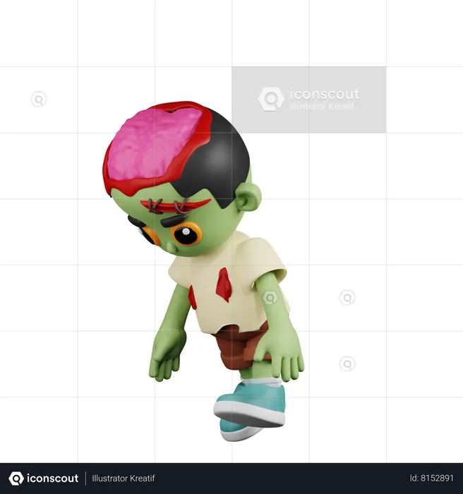 Zombie Tired Walk  3D Illustration