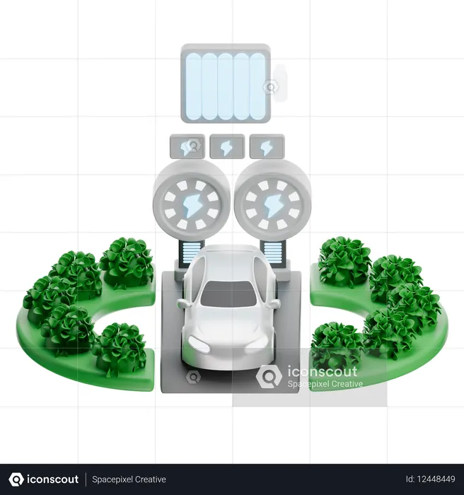 Zone de recharge couverte pour véhicules électriques  3D Icon