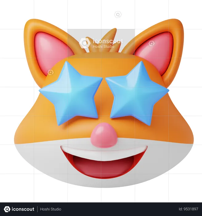 Zorro de ojos de estrella Emoji 3D Icon