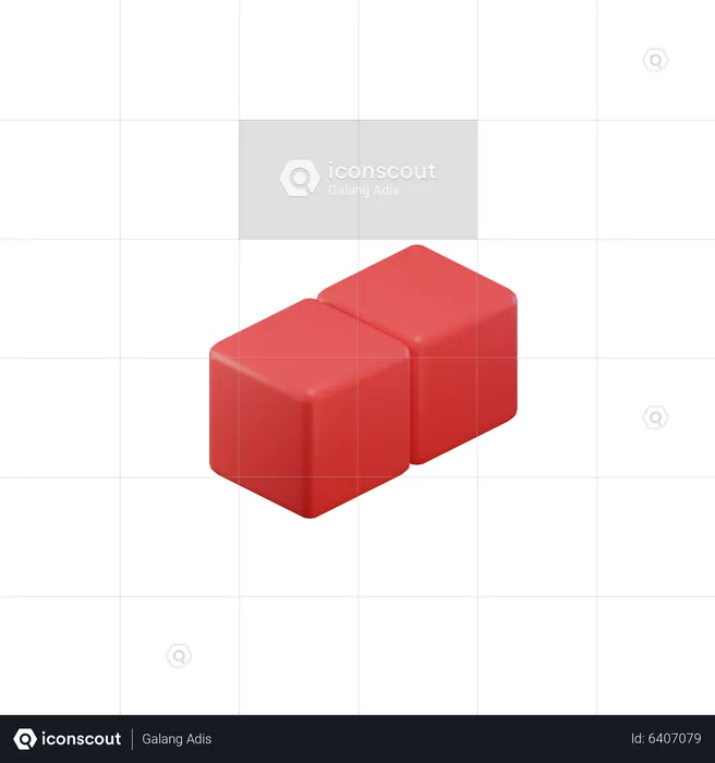 Tetrisblock mit zwei Punkten  3D Icon