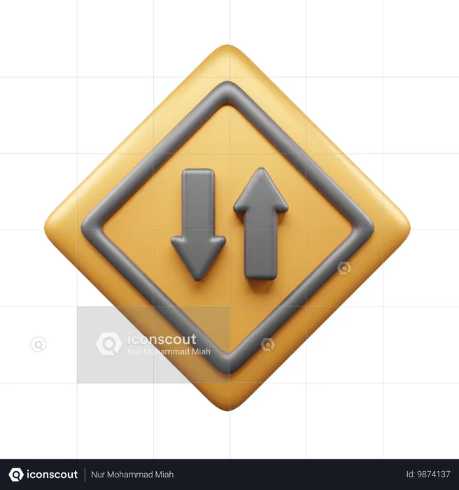 Zwei-Wege-Zeichen  3D Icon