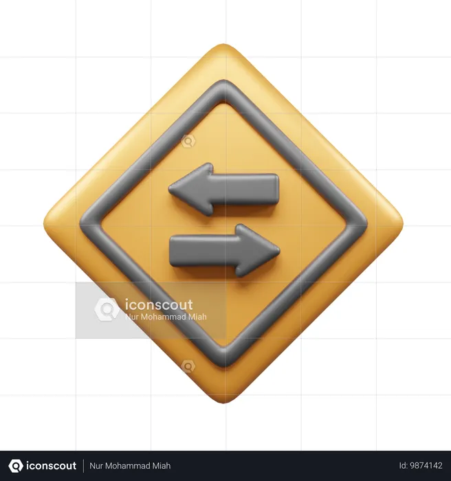 Zwei-Wege-Zeichen  3D Icon