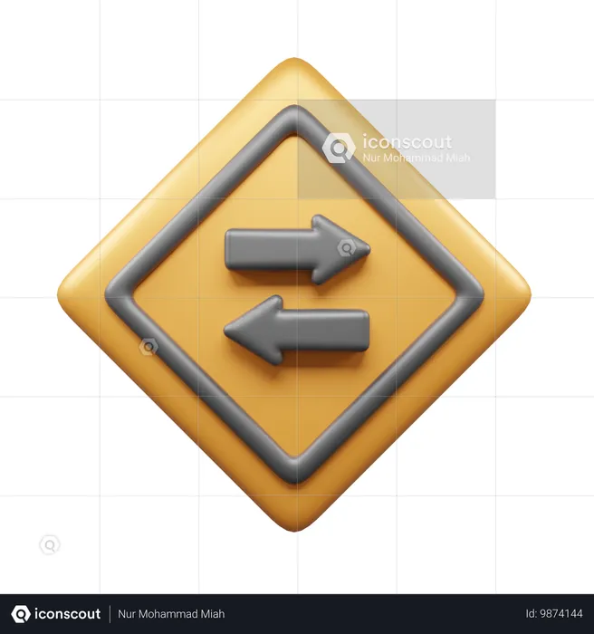 Zwei-Wege-Zeichen  3D Icon