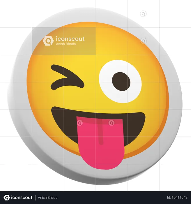 Zwinkerndes Gesicht mit der Zunge Emoji 3D Icon