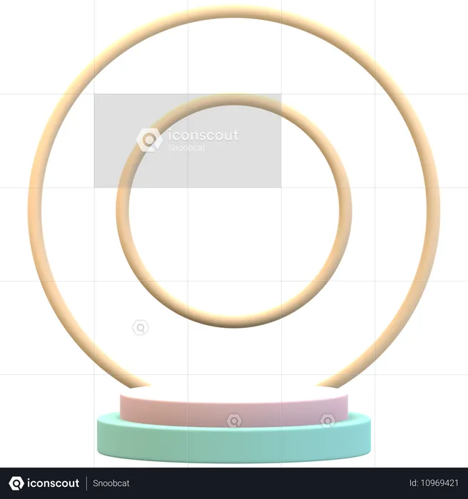 Zylinderpodest mit Doppelringen  3D Illustration
