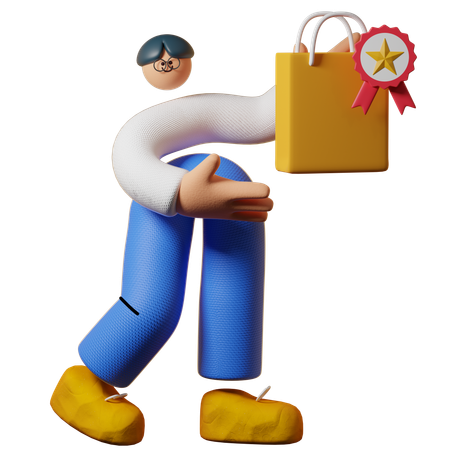 最高の商品を見ている男性  3D Icon