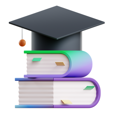 책에 졸업모자  3D Icon