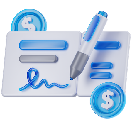 은행 수표  3D Icon