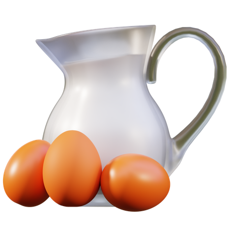 卵と牛乳  3D Icon