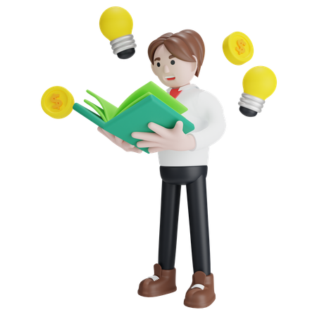 사업가 독서 책  3D Icon