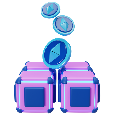 이더리움 블록체인 기술 개념  3D Icon
