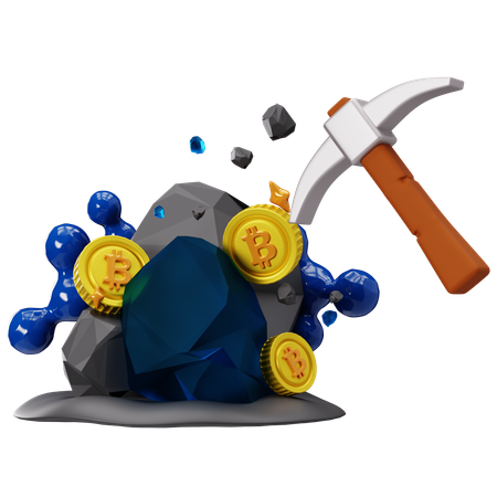 혁신적인 블록체인 채굴 개념  3D Icon