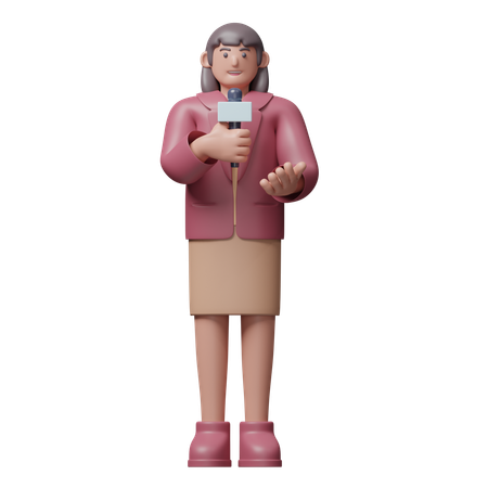 マイクを持った記者  3D Icon