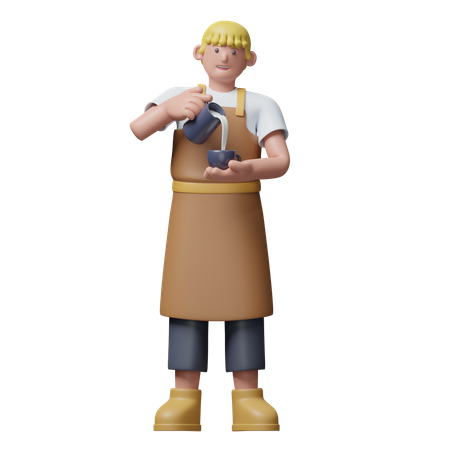 숙련된 바리스타  3D Icon