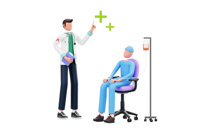 男性医師が患者に癌について説明する  3D Icon