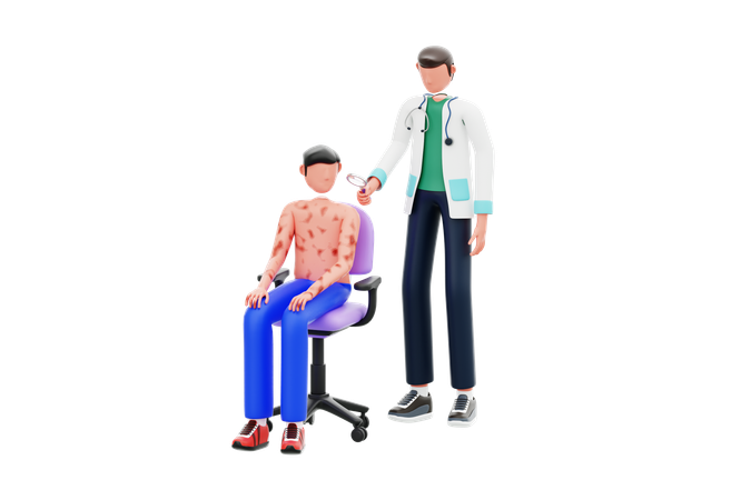 皮膚科治療を行う男性医師  3D Icon
