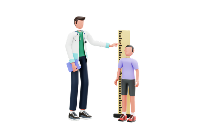 小児科医が子供を診察している  3D Icon