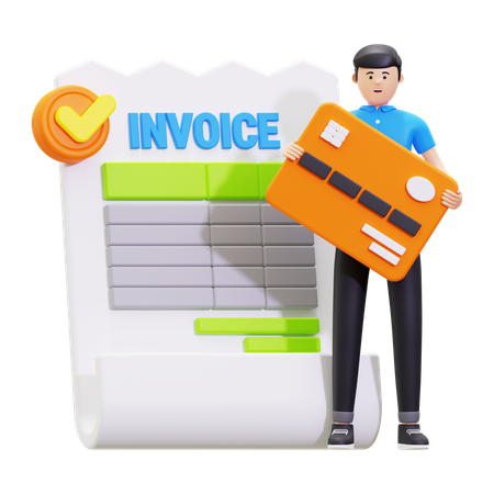 신용카드로 청구서 지불을 하는 청년  3D Icon