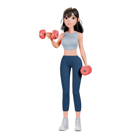 ジムで筋力トレーニングをするジムガール  3D Icon