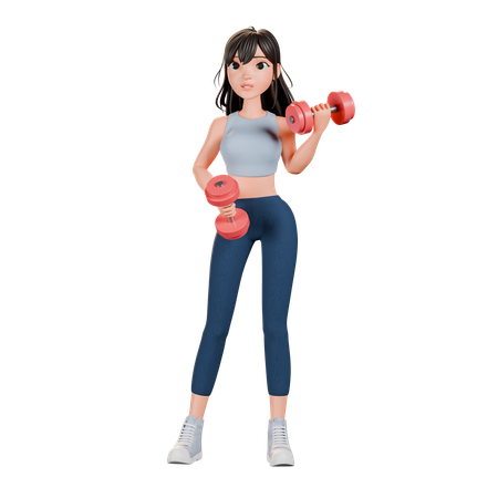 ジムエクササイズを披露するスポーツウェアモデル  3D Icon