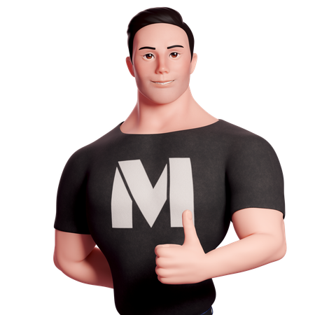 左手で親指を立てる男性のイラスト  3D Icon