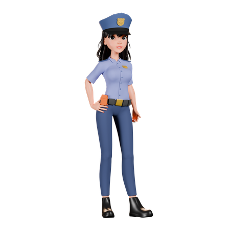 제복을 입은 자신감 넘치는 여성 경찰관  3D Icon