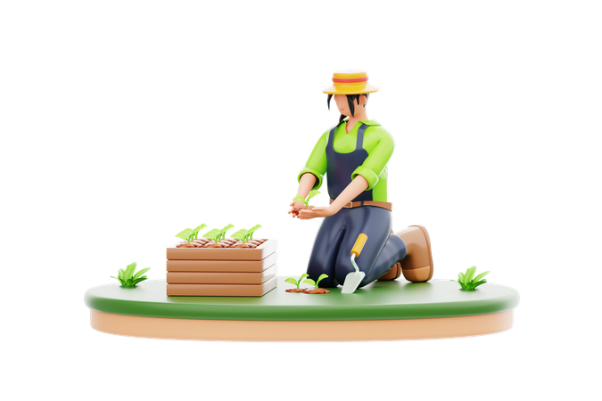 植物園の女性  3D Icon