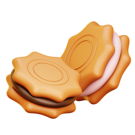 바닐라와 초콜릿 쿠키  3D Icon