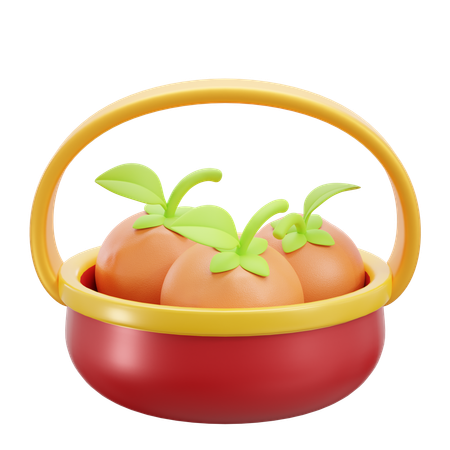 주황색 양동이  3D Icon