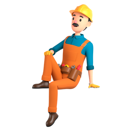 リラックスして座っている男性  3D Icon
