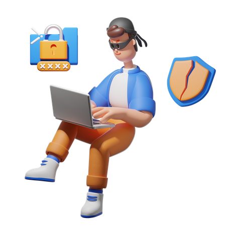 계정 해킹  3D Icon