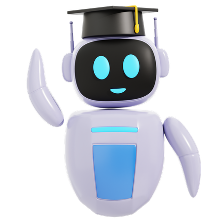 卒業帽をかぶったロボット  3D Icon