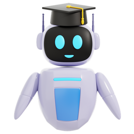 卒業証書を身につけたスマートロボット  3D Icon