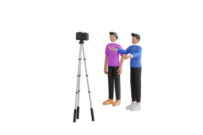 動画を撮るグループ友達  3D Icon