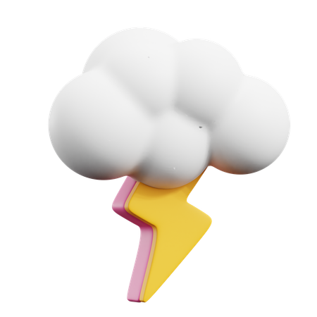 曇りの雷  3D Icon