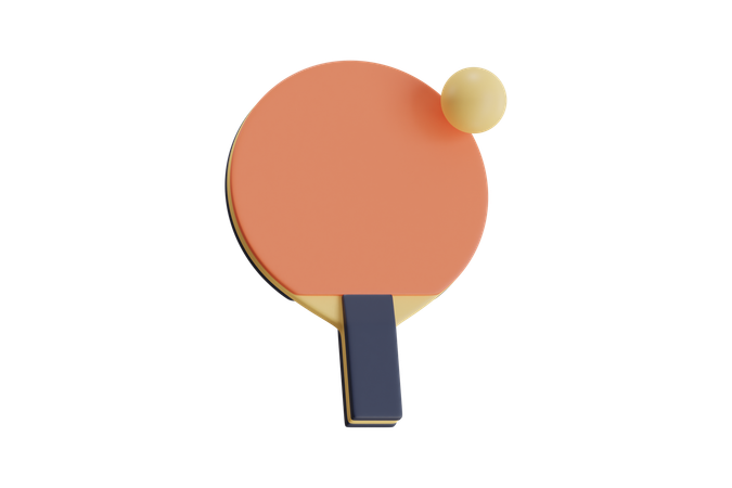 ミニマリストな卓球のパドルとボール  3D Icon