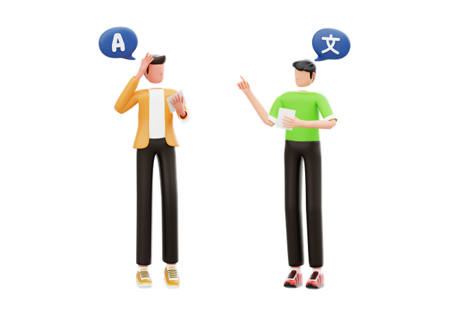 번역가 커뮤니케이션  3D Icon