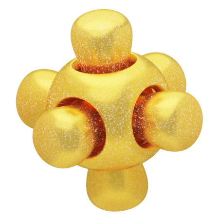 반짝이는 추상 황금 원자핵  3D Icon