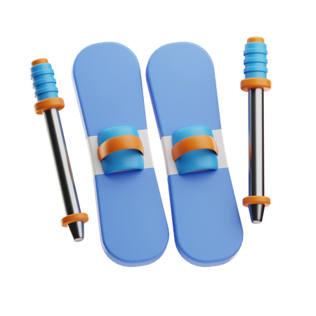スキー板とポールのペア  3D Icon