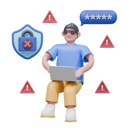 사이버 공격 경고  3D Icon