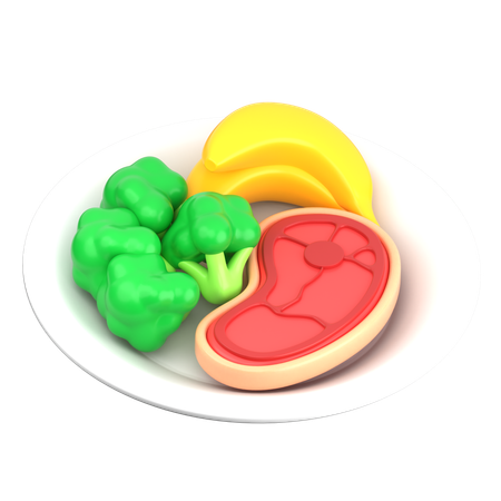 バランスのとれた食事プレート  3D Icon