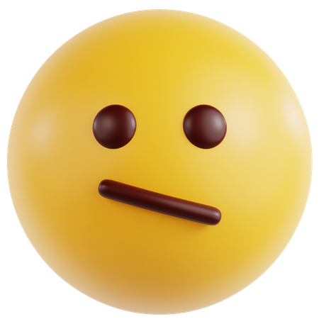 기울어진 입이 있는 중립적인 얼굴  3D Icon