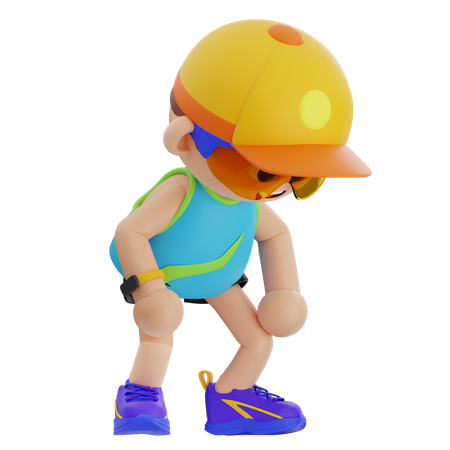 피곤함을 느끼는 스포츠 소년  3D Icon