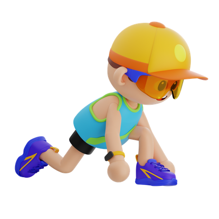 달리기 준비된 스포츠 보이  3D Icon