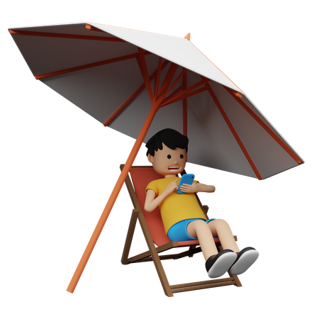 ビーチでの休暇を楽しむ男性  3D Icon