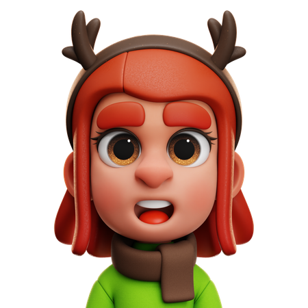 トナカイのヘッドバンドをつけた女の子  3D Icon