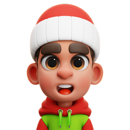 녹색 후드티를 입은 소년  3D Icon