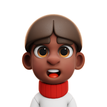 빨간색과 흰색 스웨터를 입은 아프로 소년  3D Icon